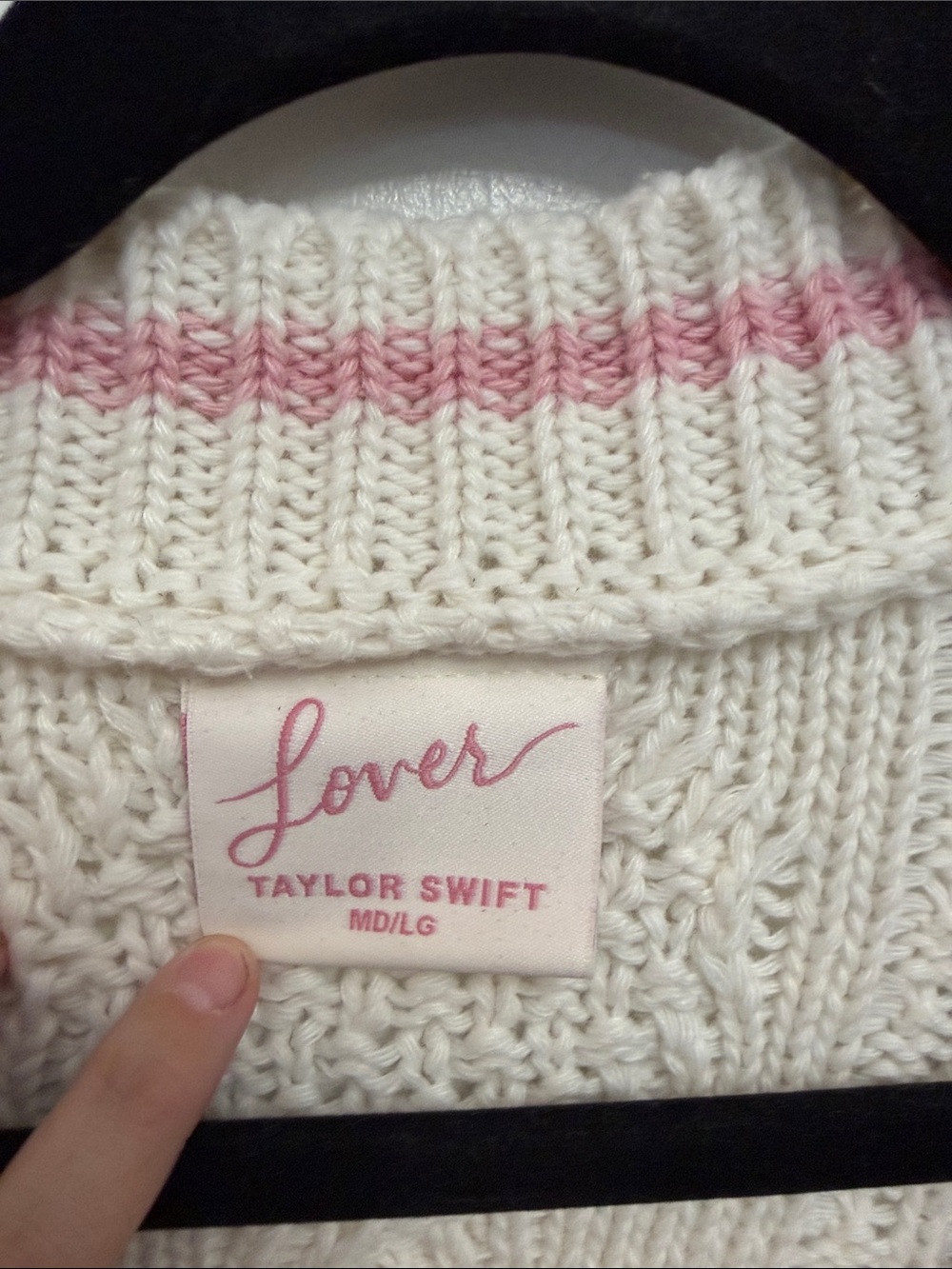 Taylor Swift Lover Cream Cardigan with Pink Hearts - Picture 2 of 10